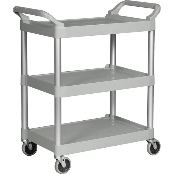 3-Shelf Utility Service Cart, Plastic, 200 lb Load Capacity, 3 Shelves, 33.6" W, 37.8" H